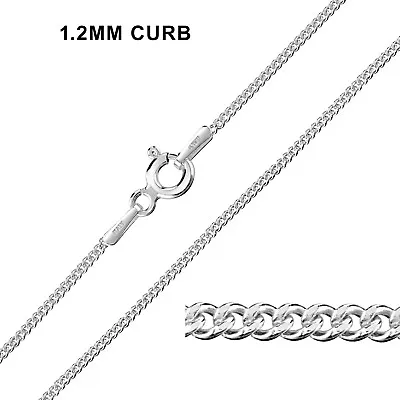 925 Sterling Silver Chain Necklace Curb Rope Various Lengths • £8.49