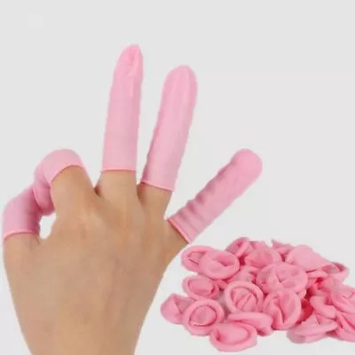 100pc Brand New Rubber Latex Fingertip Pink Finger Cots Nail Protection DD • $8.99