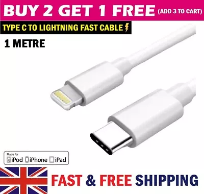 PD USB-C To Lightning Fast Charging Cable For Apple IPhone 14 13 12 Pro Max 1m • £2.99