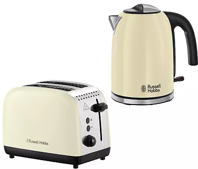 Russell Hobbs Colours Plus Cream 1.7L 3KW Kettle & 2 Slice Toaster Matching Set • £69.95