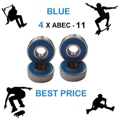 4 Abec 11 PRO Wheel Bearings Stunt Scooter Skateboard Quad Inline Roller Skate 9 • £4.59
