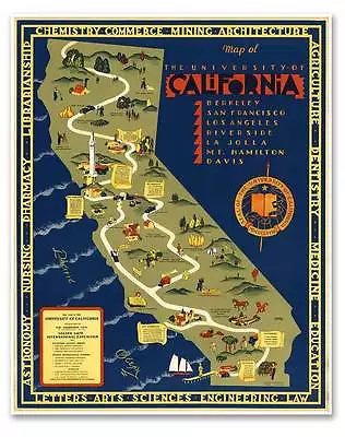 University Of California MAP - UCLA Berkeley San Francisco Circa 1939 -  24 X 30 • $24.97