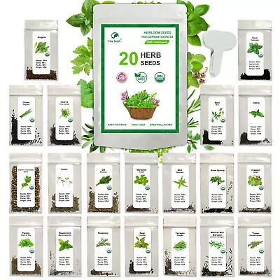 20 Culinary & Medicinal Herbs - 7000+ Heirloom Open-Pollinated Non GMO Seeds • $28.99