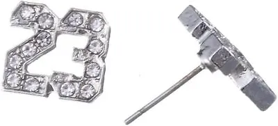 Michael Jordan Jumpman 23 Basketball Silver Tone CZ Stud Earrings - Hip Hop Blin • $40.86