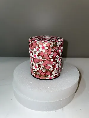 Washi Paper Metal Tea Tin Canister Caddy Japanese Sakura • £19.45