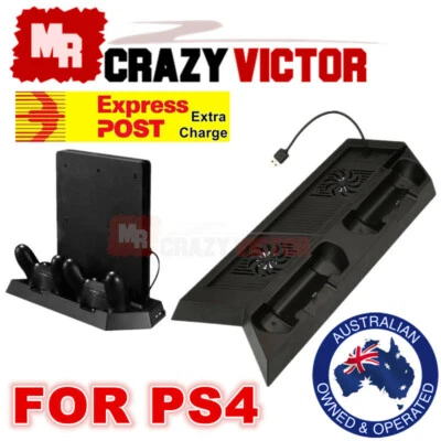 $22.95 • Buy PS4 Stand Dock Controller Charger Cooling Fan Hub USB For Playstation 4 PS4 Slim