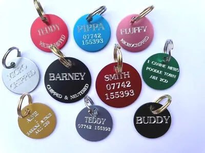 Pet Identity Tags/discs Engraved Lightweight Durable Anodised Aluminium • £3.60