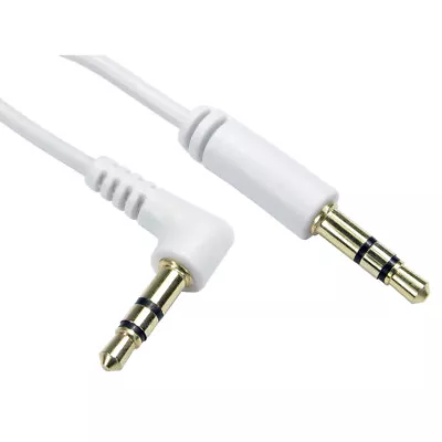 1.5m 3.5mm Mini Jack Right Angle AUX Cable Lead Stereo Straight Plug GOLD WHT • £2.29