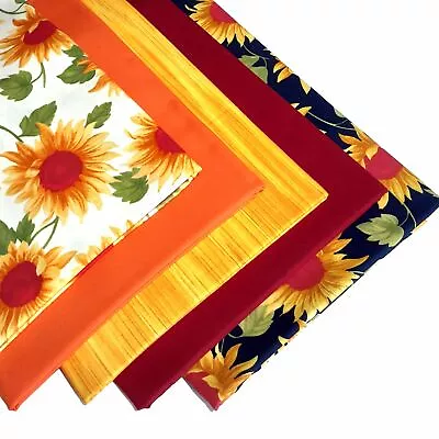 Hot Summer Sunflowers Fat Quarter Fabric Bundle - 5 X 100% Cotton Fats - Crafts • £9.99