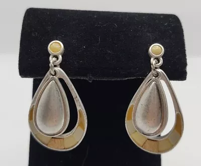 Vintage Earrings Pierced Signed LC 1.25 Inch Dangle Silver Tone  • $9.99