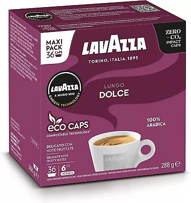 Lavazza A Modo Mio Lungo DolceCoffee Pods Espresso 100% Arabica 36 Capsules UK • £8.99