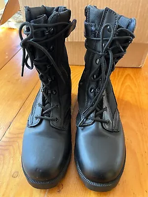 Black Leather Boots Military Style Women Leather Size 7 • $30