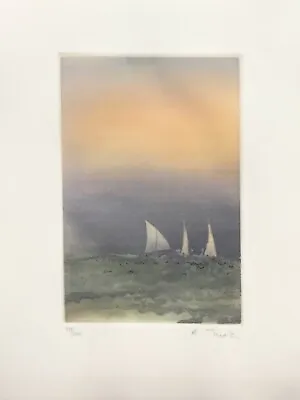  Three Sail Boats  Moti Etching From  A Fleur D' Eau  Triptych • $150