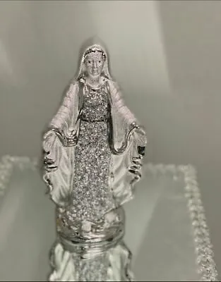 £17.99 • Buy Silver Crushed Diamond Sparkly Angel Mary Ornament Shelf Sitter Bling 