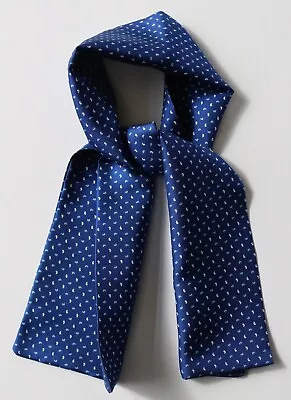 Silk Cravat In Royal Blue With Paisley Pattern Print 40  X 6  • £15