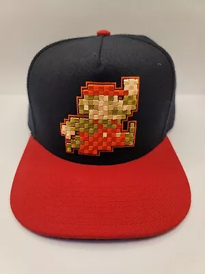 Super Mario Bros Nintendo NES Black Pixel Mario Flat Bill SnapBack Ball Cap Hat • $14.50