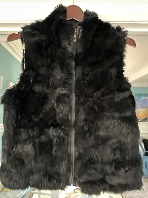RARE & VINTAGE English Black Rabbit Fur Vest Size S • £33.78