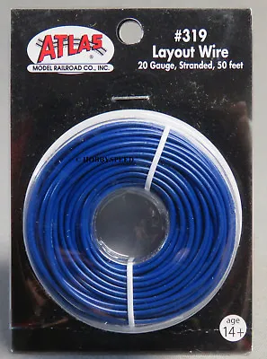 ATLAS 319 BLUE TRACK LAYOUT WIRE 20 GAUGE STRANDED 50 FT Lighting Train N ATL319 • $12.84