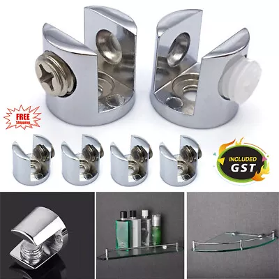 4-12x Glass Shelf Support Clamp Brackets Clip Chrome Shelves Clip Tool 6-8mm • $6.60