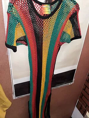 Rasta Rihanna Midi Mesh  Dress 100% Cotton Girl Women Jamaican String L/XL • $31