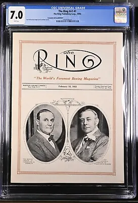 $59.95 • Buy THE RING Boxing Magazine #1 First Issue 1922 Facsimile Reprint CGC 7.0 MSG