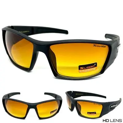 Sport Wrap Day Or Night Driving Vision HD SUN GLASSES Amber High Definition Lens • $19.99