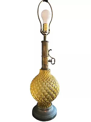 Vintage MCM Amber Bubble Glass Lamp EF & EF Industries Lamp • $67