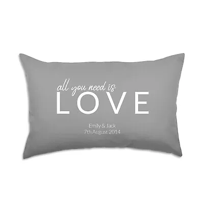 Valentines Cushion - Personalised Name And Date 40 X 60cm Pre-Filled  Rucomfy • £19.99