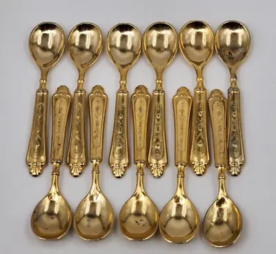 Vintage Gold Tone  Cutlery 11 Espresso Spoons Rare Made In Italy • $29.99