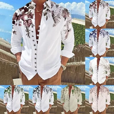 New Hot Stylish 1*Shirt Blouse Button Down Mens Ops Party Polyester Print • £11.87