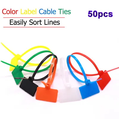 50pcs Self-locking Loop 4*150mm Nylon Labels Wire Ties Cable Winder Tag • £4.31