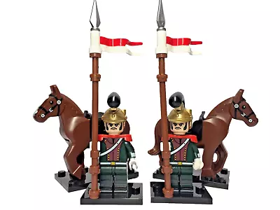 Napoleonic French Lancers Mini Figures X 2 And 2 Horses . • £8.99