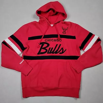 Men's Chicago Bulls Mitchell & Ness Head Coach Pullover Hoodie Size Large Red • $35