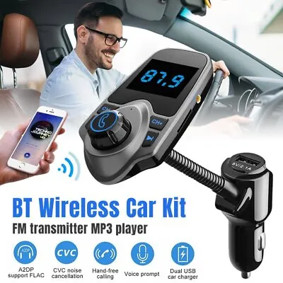 Bluetooth In-Car Wireless FM Transmitter MP3 Radio Adapter Kit 2 USB Charger MIC • $12.34