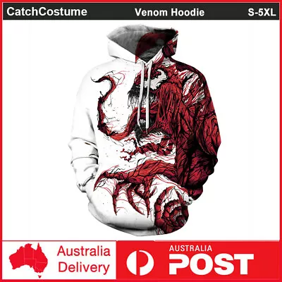 Marvel Venom Hoodie 3D Print Sweater Sweatshirt Pullover Casual Jacket Coat • £22.54