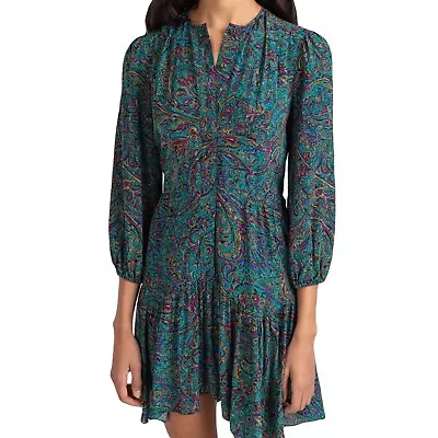 NWT Shoshanna Womens Jordana Multicolor Paisley Print 3/4 Sleeve Mini Dress Sz 8 • $71.40