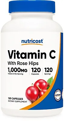 Nutricost Vitamin C With Rose Hips 1025mg 120 Capsules - Non-GMO & Gluten Free • $14.95