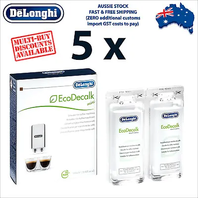 $112.99 • Buy 5 X Genuine DeLonghi Descaler For Coffee Machines - 200ml - EcoDecalk DLSC200