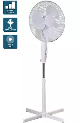 16 Inch Desk Floor Stand Pedestal Fan Oscillating Electric 3 Speed Cooling Large • £24.99