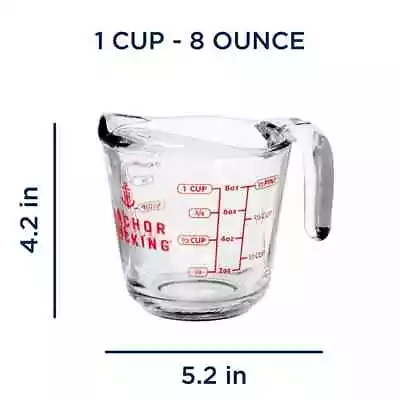 Kitchen Clear Measuring Cup Milliliters Liters 8 Oz 1 Cups Glass Liquid Solid • $9.99