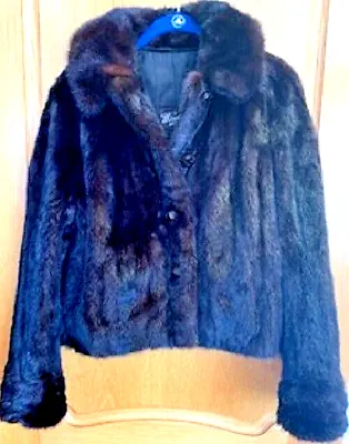 Winters Fur Shop Brown Mink Fur Cropped Jacket Button Up Fully Lined Sz: S • $650
