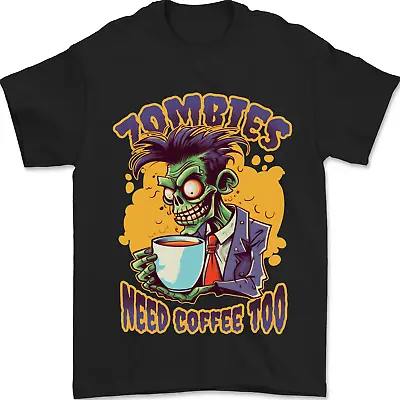 Zombies Need Coffee Too Funny Mens T-Shirt 100% Cotton • £7.99