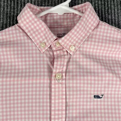 Vineyard Vines Performance Boys Size 7 Pink Check Long Sleeve Button Down Shirt • $16.99