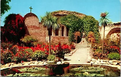 Historic San Juan Capistrano Mission California Fountain Chrome Postcard • $3