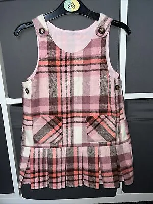 Baby Girls Tartan Pink Dress Pleated Age 12-18 From Matalan  • £4