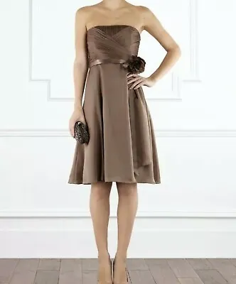 Coast Allure 100% Silk Bandeau Dress In Chocolate Brown Size UK 10 New Rrp £180 • £64