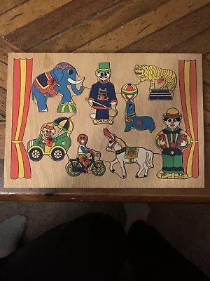 Vintage Wooden Puzzle Circus Theme With 8 Pegs - 8 Pieces • $8