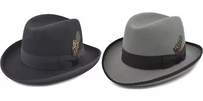 Men's Major Wear 100% Wool Felt Homburg Hat In 2 Colours • £39.95