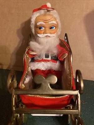 VTG Musical Moving Metal Sleigh With Santa Plays Silent Night - Goes Back & Fwd • $49.98