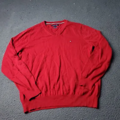 Tommy Hilfiger V Neck Sweater Mens L Large Red • $15.10